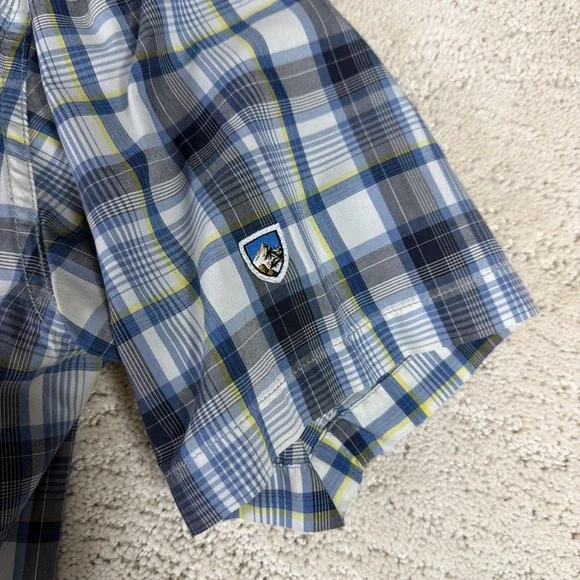 Men's Kuhl Size Large Short Sleeve Polyester Button Shirt Plaid - Picture 2 of 6